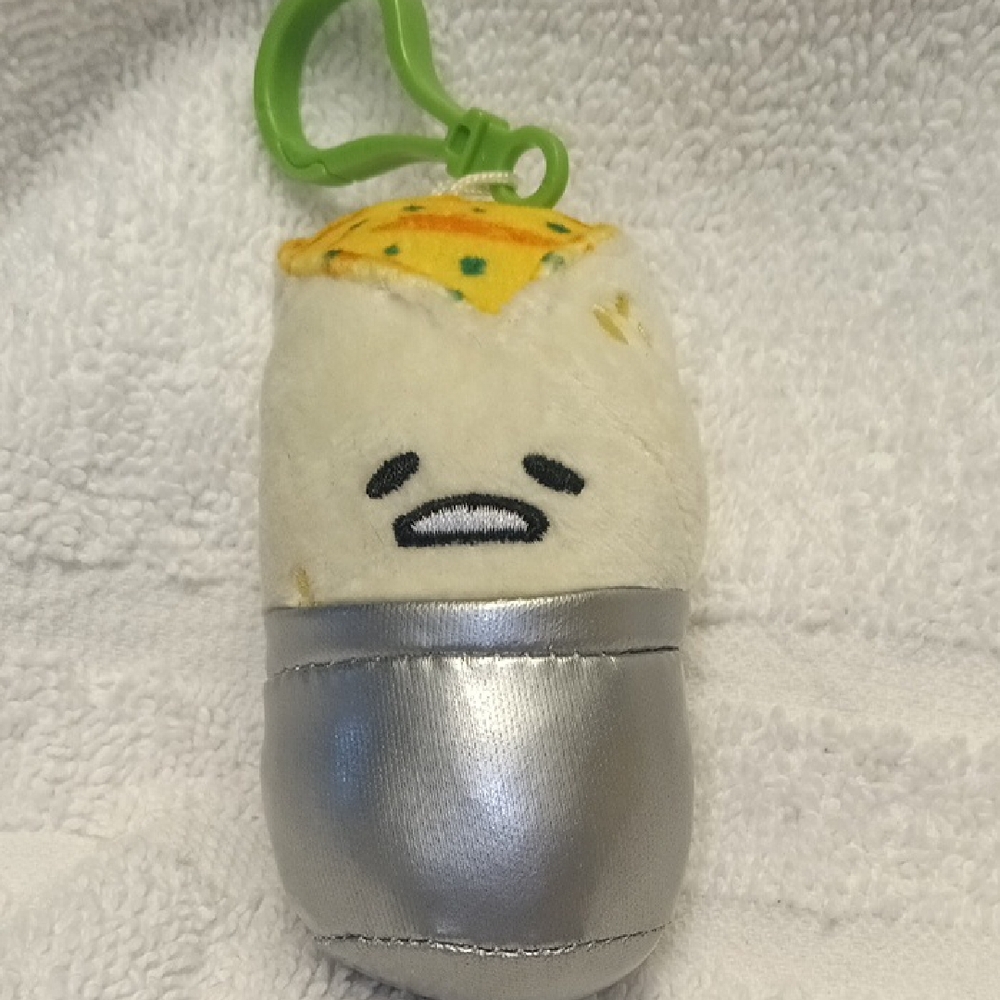 Sanrio Gudetama Burrito Plush Series Keychain with Green Clip
